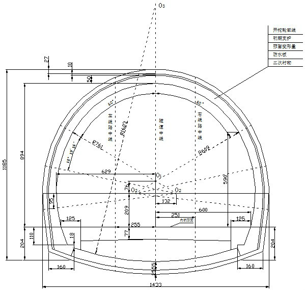 铁路双线隧道横断面设计图